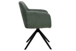 Chaise pivotante 360° en tissu chenille vert kaki et métal noir AMIKA