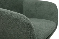 Chaise pivotante 360° en tissu chenille vert kaki et métal noir AMIKA