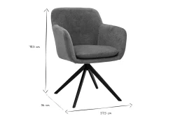 Chaise pivotante 360° en tissu chenille vert kaki et métal noir AMIKA