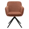 Chaise pivotante 360° en tissu chenille terre brûlée et métal noir AMIKA