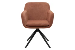 Chaise pivotante 360° en tissu chenille terre brûlée et métal noir AMIKA