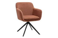 Chaise pivotante 360° en tissu chenille terre brûlée et métal noir AMIKA