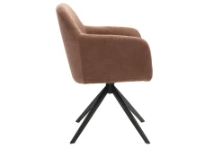 Chaise pivotante 360° en tissu chenille terre brûlée et métal noir AMIKA