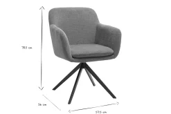 Chaise pivotante 360° en tissu chenille terre brûlée et métal noir AMIKA