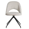Chaise pivotante 360° en tissu effet velours texturé beige et métal noir COSETTE