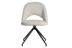 Chaise pivotante 360° en tissu effet velours texturé beige et métal noir COSETTE