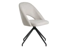 Chaise pivotante 360° en tissu effet velours texturé beige et métal noir COSETTE
