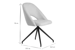Chaise pivotante 360° en tissu effet velours texturé beige et métal noir COSETTE