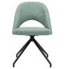 Chaise pivotante 360° en tissu effet velours texturé vert céladon et métal noir COSETTE