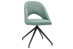Chaise pivotante 360° en tissu effet velours texturé vert céladon et métal noir COSETTE