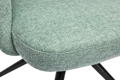 Chaise pivotante 360° en tissu effet velours texturé vert céladon et métal noir COSETTE