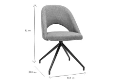 Chaise pivotante 360° en tissu effet velours texturé vert céladon et métal noir COSETTE