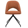 Chaise pivotante 360° en tissu effet velours texturé terre brûlée et métal noir COSETTE