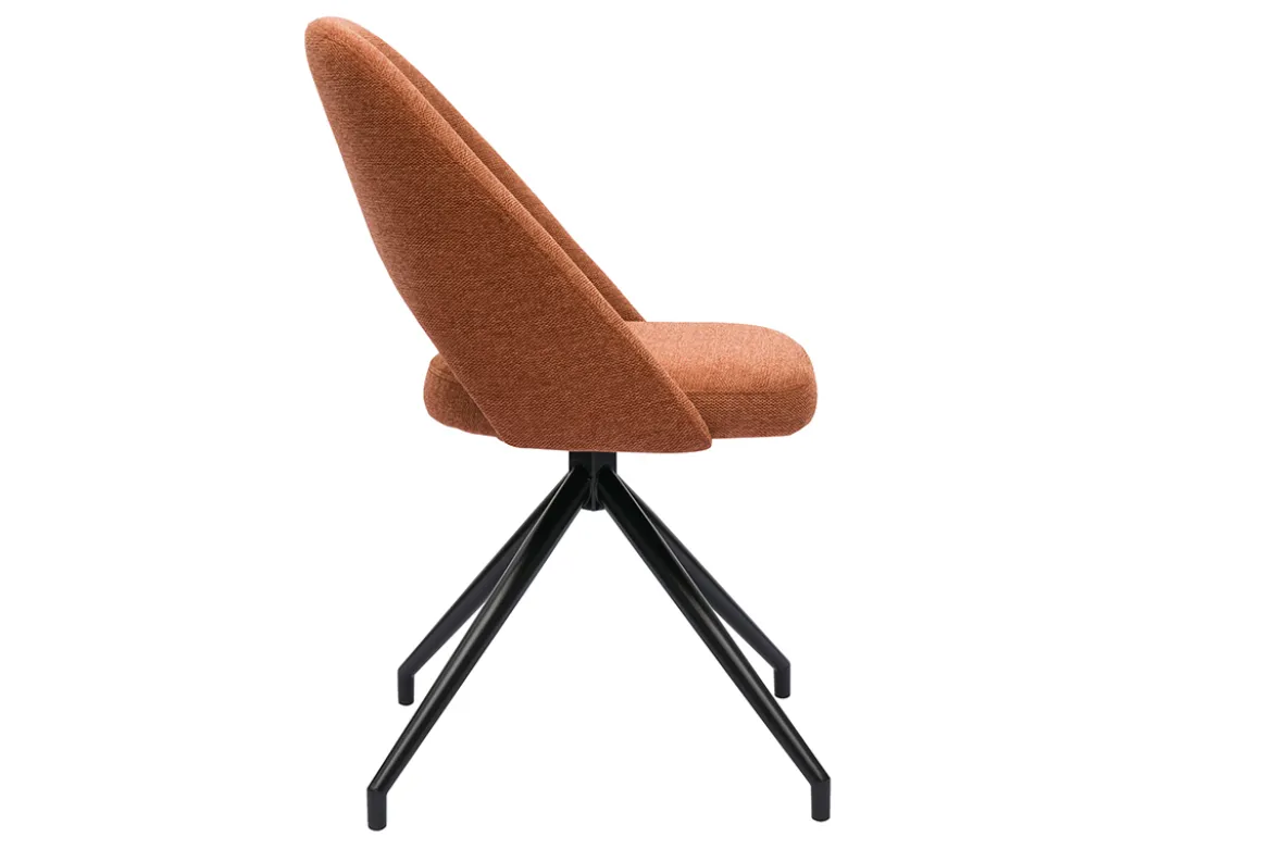 Chaise pivotante 360° en tissu effet velours texturé terre brûlée et métal noir COSETTE