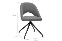Chaise pivotante 360° en tissu effet velours texturé terre brûlée et métal noir COSETTE