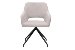 Chaise pivotante 360° en tissu effet velours texturé beige et métal noir LAURETTE