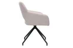 Chaise pivotante 360° en tissu effet velours texturé beige et métal noir LAURETTE