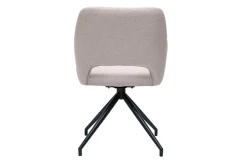 Chaise pivotante 360° en tissu effet velours texturé beige et métal noir LAURETTE