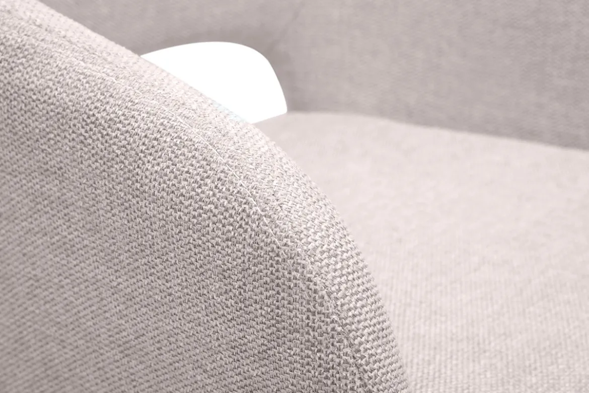 Chaise pivotante 360° en tissu effet velours texturé beige et métal noir LAURETTE