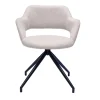Chaise pivotante 360° en tissu effet velours texturé beige et métal noir JESSY