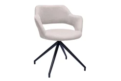 Chaise pivotante 360° en tissu effet velours texturé beige et métal noir JESSY