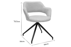 Chaise pivotante 360° en tissu effet velours texturé beige et métal noir JESSY