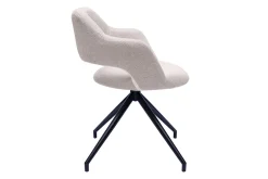 Chaise pivotante 360° en tissu effet velours texturé beige et métal noir JESSY