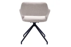Chaise pivotante 360° en tissu effet velours texturé beige et métal noir JESSY