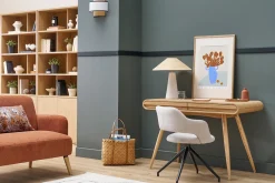 Chaise pivotante 360° en tissu effet velours texturé beige et métal noir JESSY
