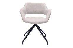 Chaise pivotante 360° en tissu effet velours texturé beige et métal noir JESSY
