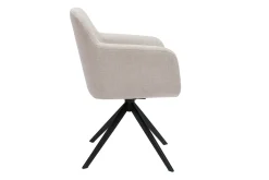 Chaise pivotante 360° en tissu effet velours texturé beige et métal noir AMIKA