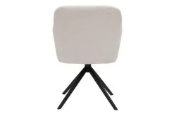 Chaise pivotante 360° en tissu effet velours texturé beige et métal noir AMIKA
