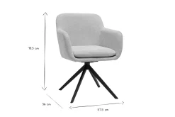 Chaise pivotante 360° en tissu effet velours texturé beige et métal noir AMIKA