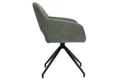 Chaise pivotante 360° en tissu velours côtelé vert kaki et métal noir LAURETTE