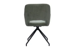 Chaise pivotante 360° en tissu velours côtelé vert kaki et métal noir LAURETTE
