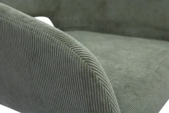 Chaise pivotante 360° en tissu velours côtelé vert kaki et métal noir LAURETTE