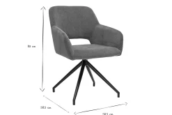 Chaise pivotante 360° en tissu velours côtelé vert kaki et métal noir LAURETTE