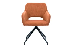 Chaise pivotante 360° en tissu velours côtelé terre brûlée et métal noir LAURETTE