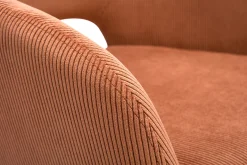 Chaise pivotante 360° en tissu velours côtelé terre brûlée et métal noir LAURETTE