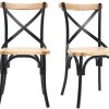 Chaises bistrot bois clair massif et métal noir (lot de 2) JAKE