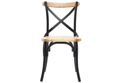Chaises bistrot bois clair massif et métal noir (lot de 2) JAKE