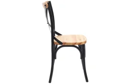 Chaises bistrot bois clair massif et métal noir (lot de 2) JAKE