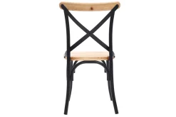 Chaises bistrot bois clair massif et métal noir (lot de 2) JAKE