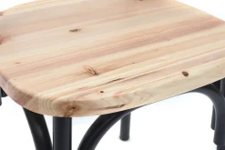 Chaises bistrot bois clair massif et métal noir (lot de 2) JAKE
