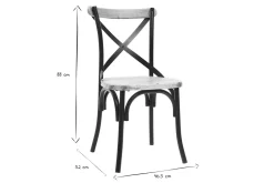 Chaises bistrot bois clair massif et métal noir (lot de 2) JAKE