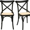 Chaises bistrot en bois noir et cannage en rotin (lot de 2) MARCEL