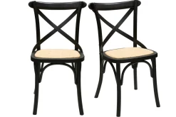 Chaises bistrot en bois noir et cannage en rotin (lot de 2) MARCEL