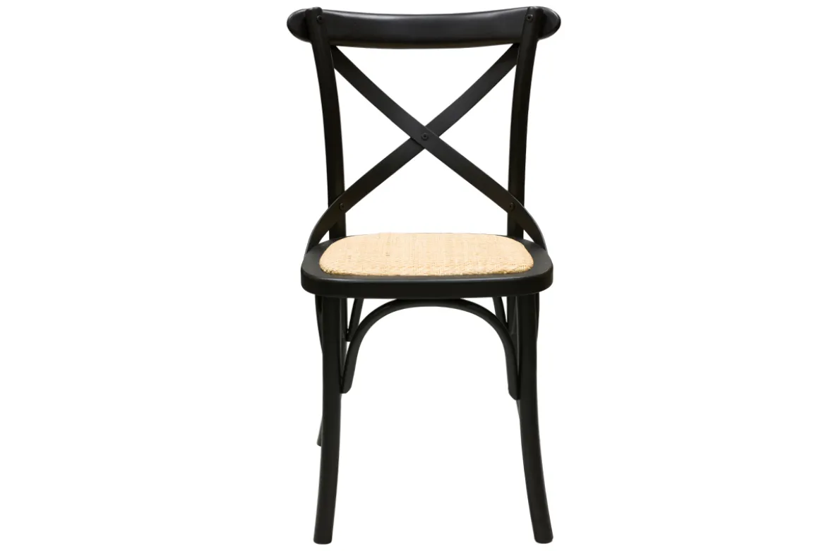 Chaises bistrot en bois noir et cannage en rotin (lot de 2) MARCEL