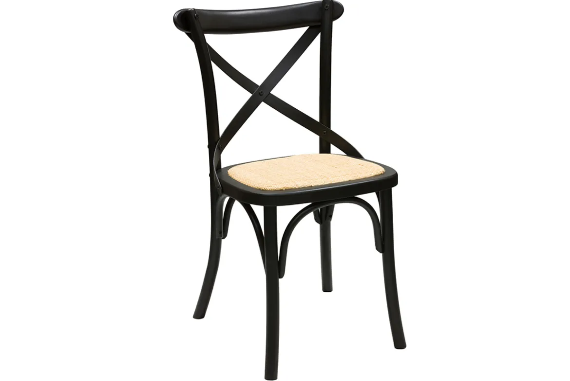 Chaises bistrot en bois noir et cannage en rotin (lot de 2) MARCEL