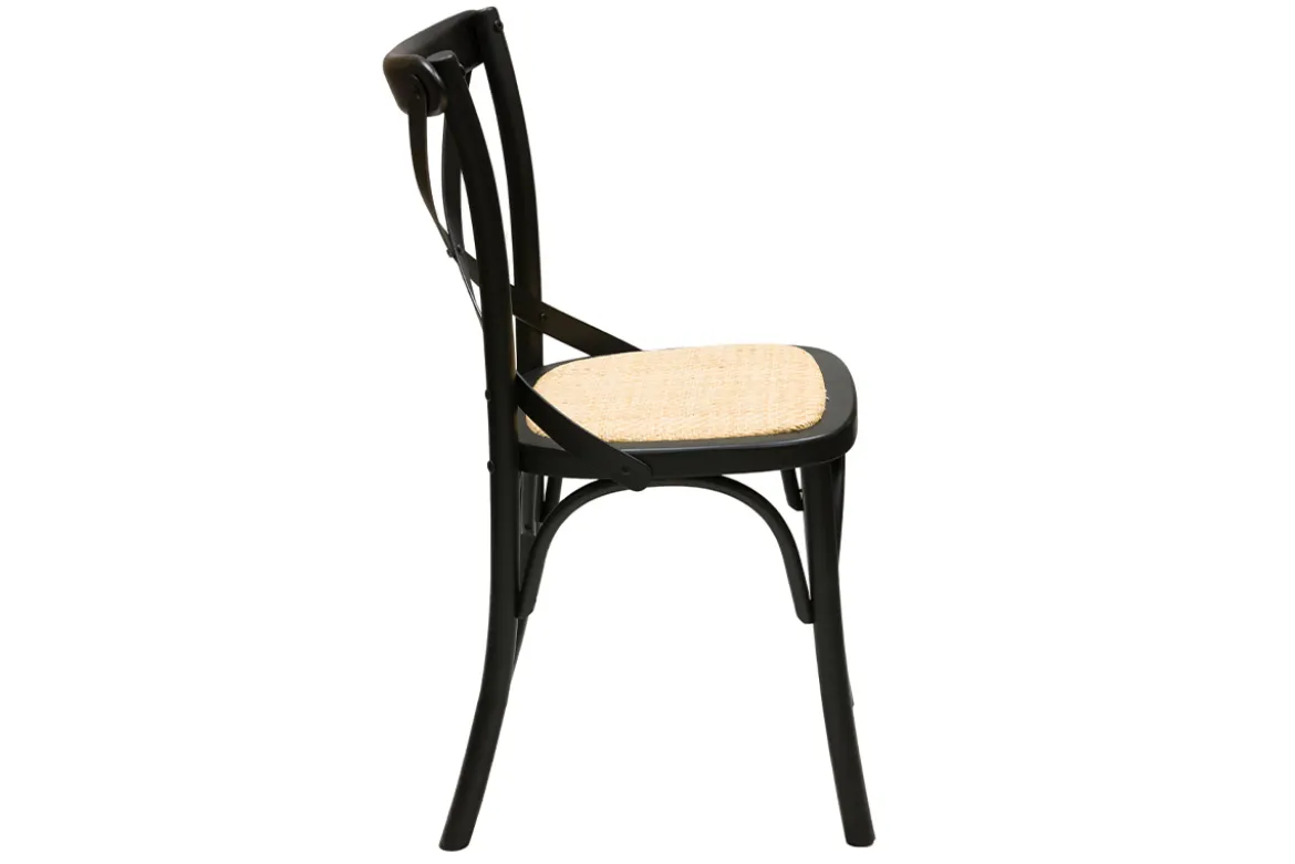 Chaises bistrot en bois noir et cannage en rotin (lot de 2) MARCEL